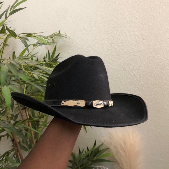 Summit Hats Black Leather Suede Wool Felt Cowboy Hat Cap Size L #Country #Ranch